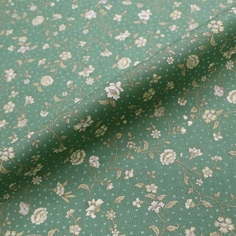 100% Cotton - Made in Japan - Green - Bramble Rose