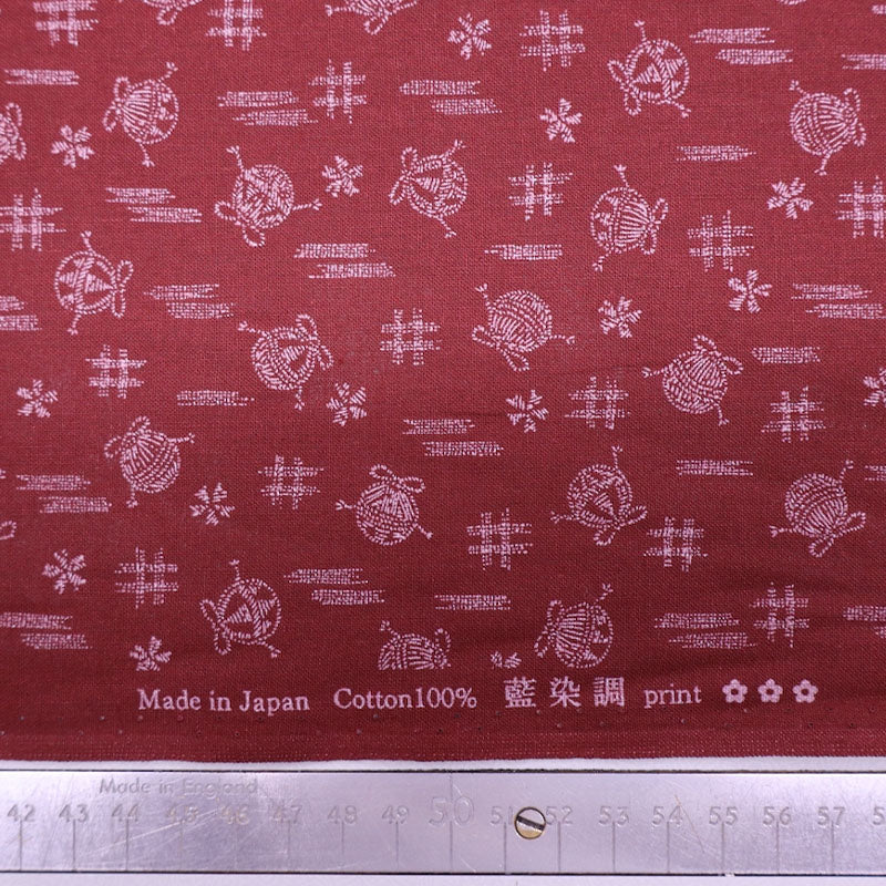 100% Cotton Dark Red Cotton Fabric - Knitting Yarn Print