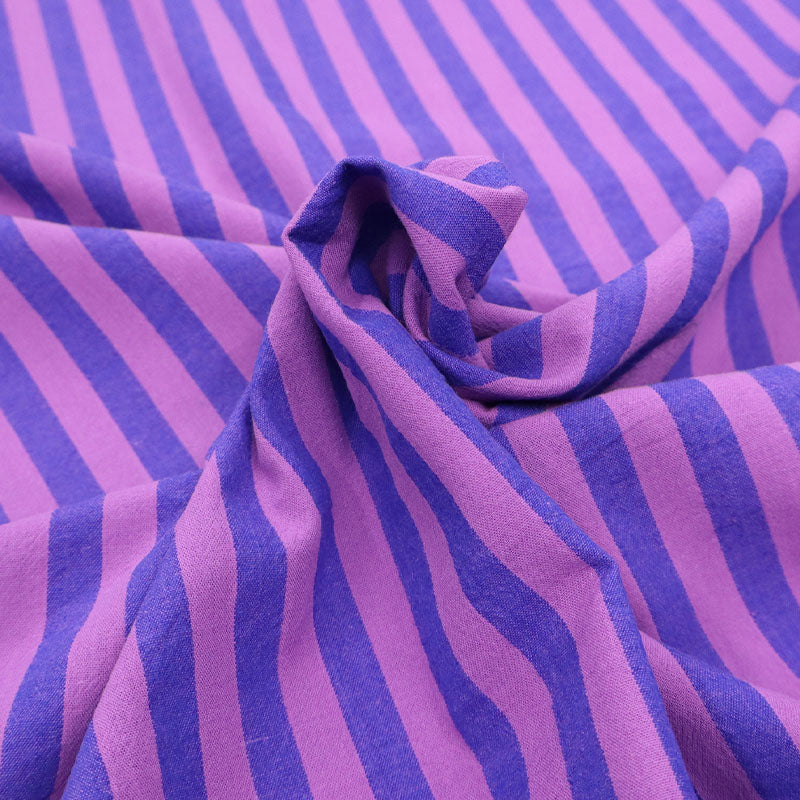 100% Cotton Yarn Dyed Blue and Purple Striped Cotton Fabric