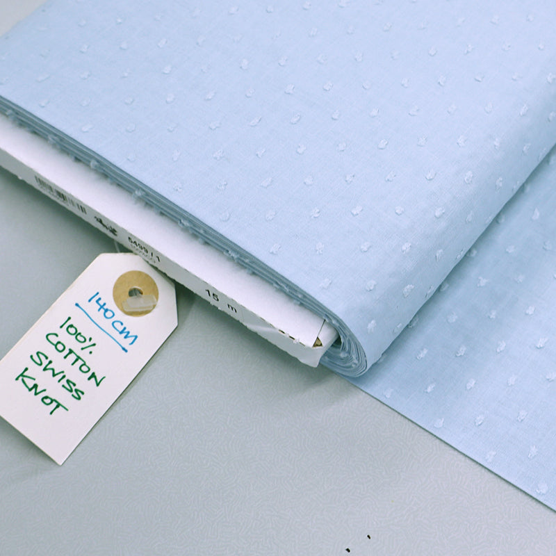 100% Cotton Swiss Knot Fabric - Powder Blue