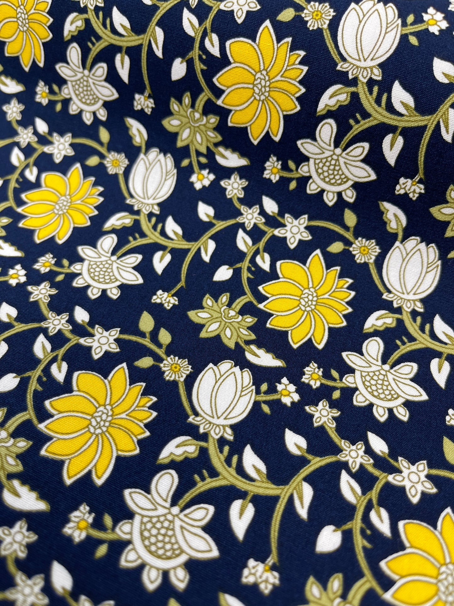 Cotton Poplin - Navy Blue Flower