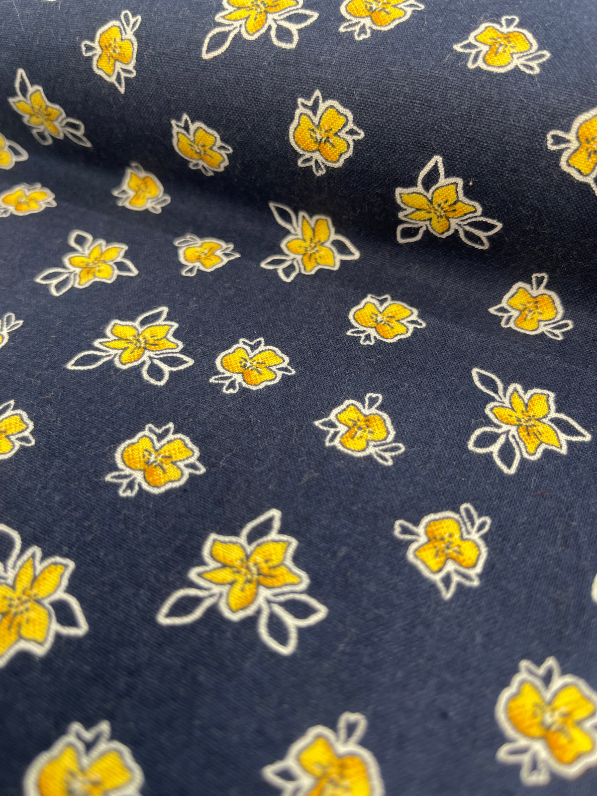 Navy Cotton - Yellow Floral