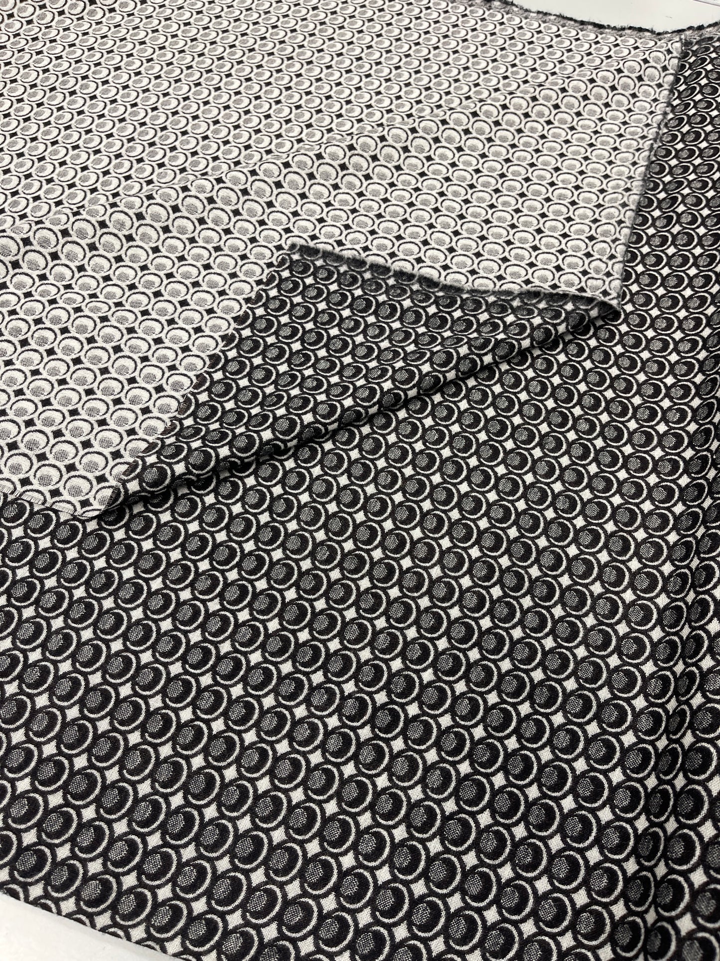 Wool and Polyester Mix - Black and White Jacquard