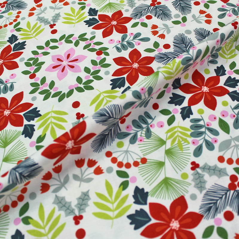 100% Cotton Alexander Henry White Floral Christmas Fabric