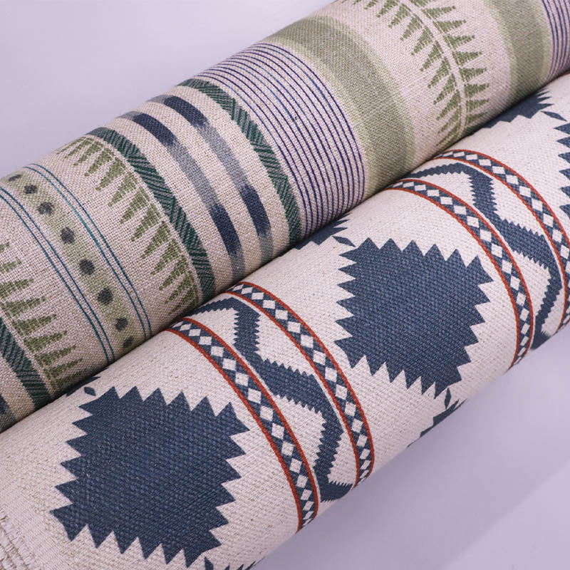 Furnishing - Linen and Viscose - Blue and Red - Bart