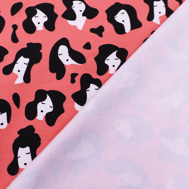 95% Cotton 5% Elastane Peach Printed Sweatshirt Fabric