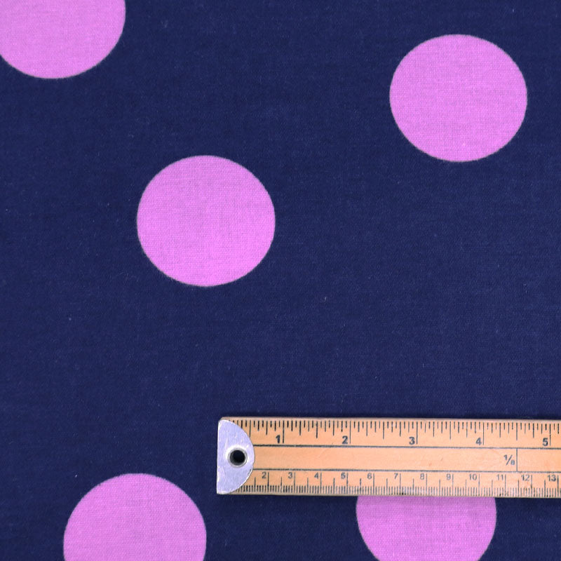 100% Cotton Spotted Brushed Cotton Fabric - Navy and Lilac
