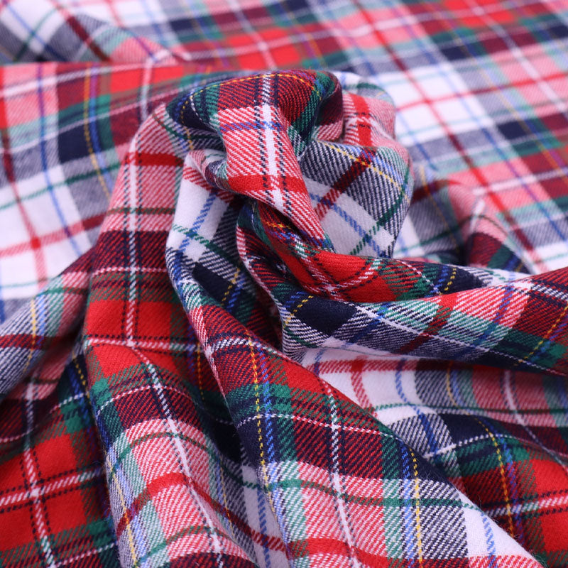 100% Cotton Brushed Cotton Flannel Fabric - Red and White Check