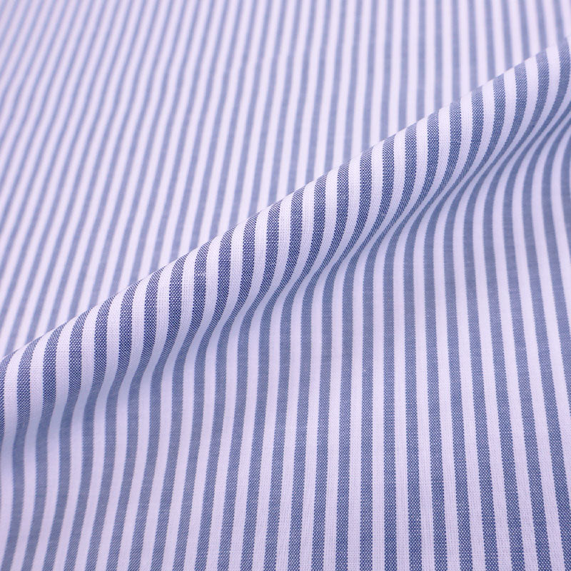 100% Cotton Chambray Fabric - Denim Blue Stripe