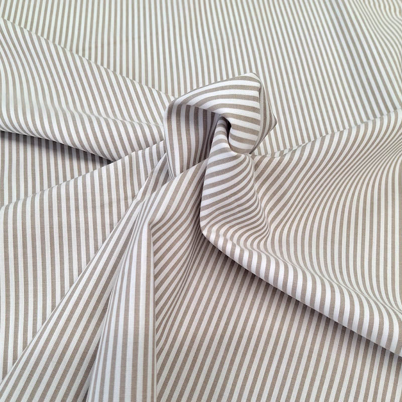 Chambray Cotton - Stripe - Putty