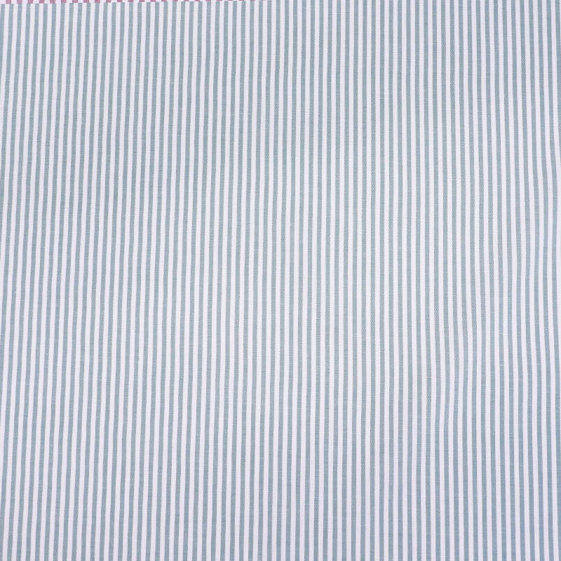 100% Cotton Striped Chambray Fabric - Duck Egg Blue