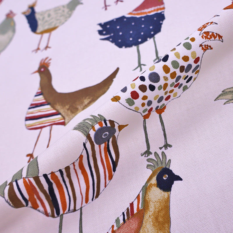 100% Cotton Hen Design White Furnishing Fabric