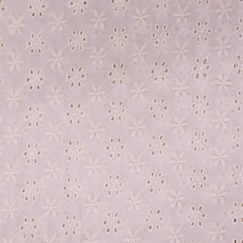 100% Cotton Cream Broderie Anglaise Fabric - Daisy Dot