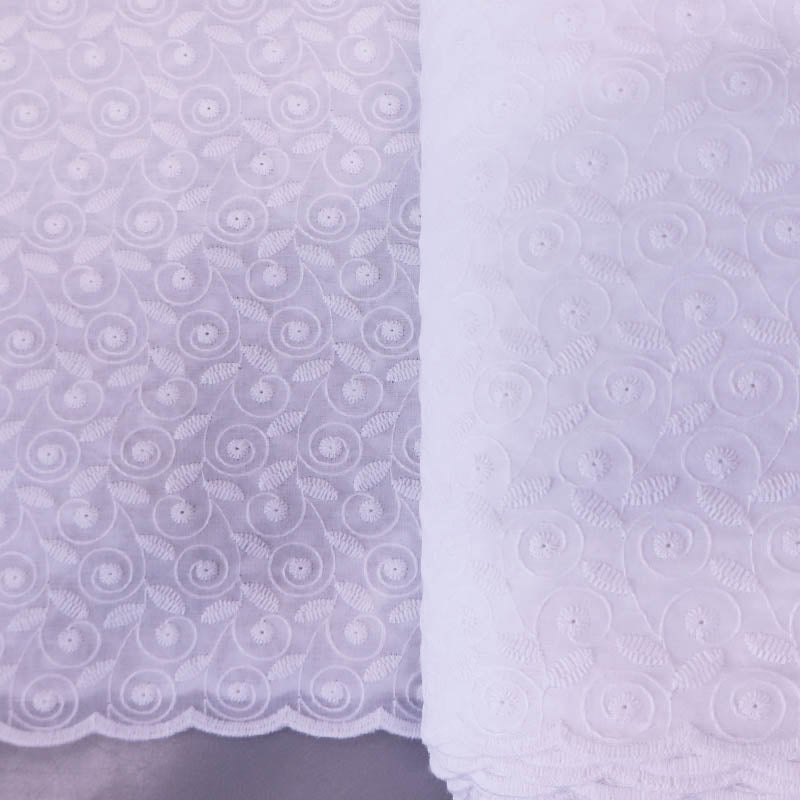 100% Cotton White Broderie Anglaise Fabric - Leaf pattern