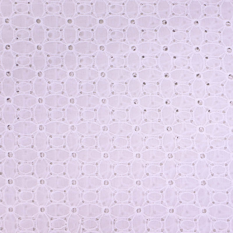 100% Cotton White Broderie Anglaise Fabric - Sun Daze