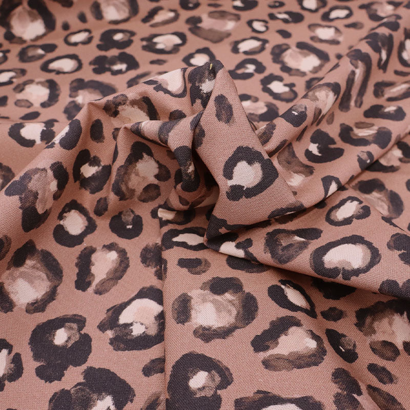 100% Cotton Brown Cotton Canvas Leopard Print Fabric