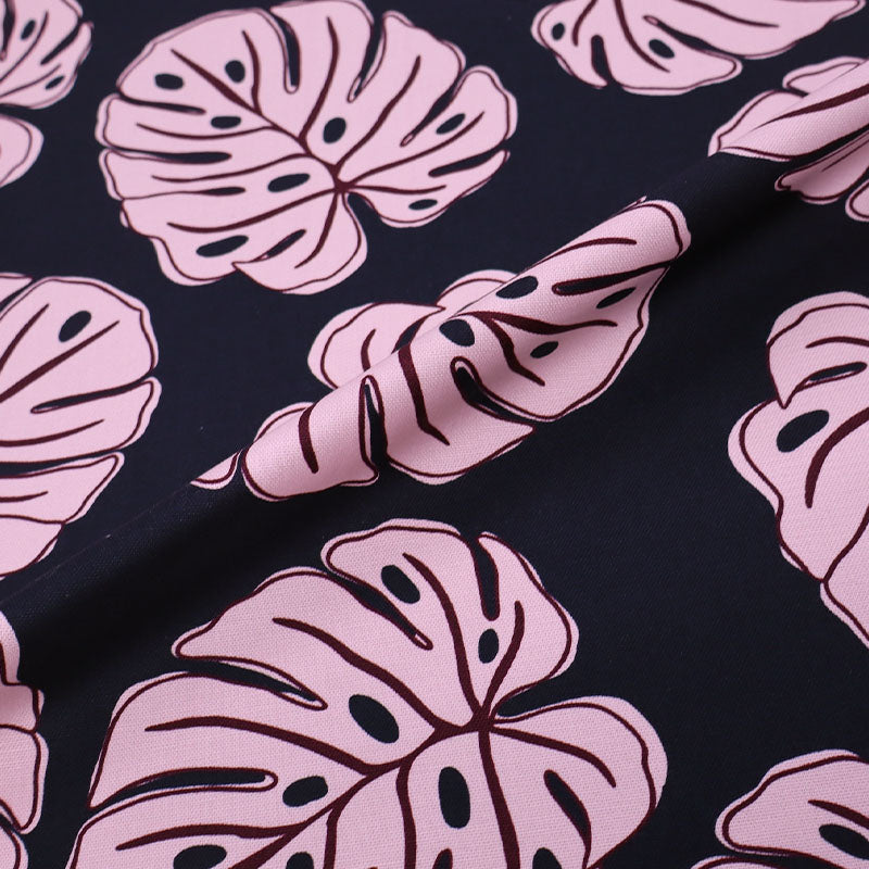 Cotton Canvas - Navy and Purple - Palms