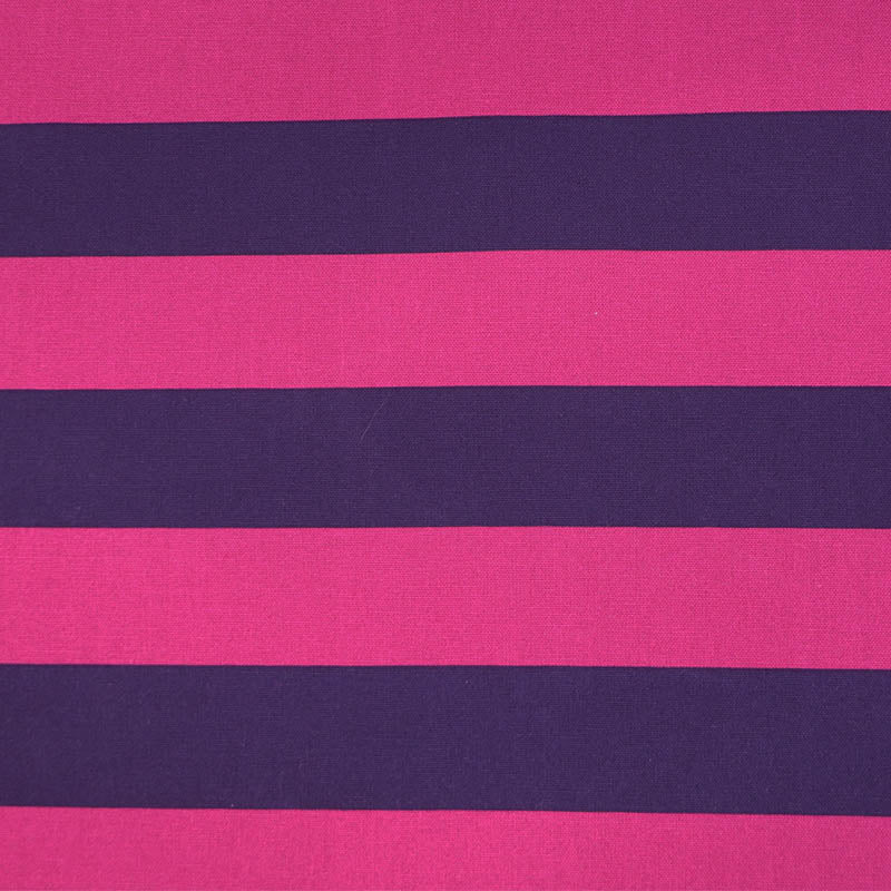 100% Cotton Canvas Fabric - Pink and Navy Bold Stripe