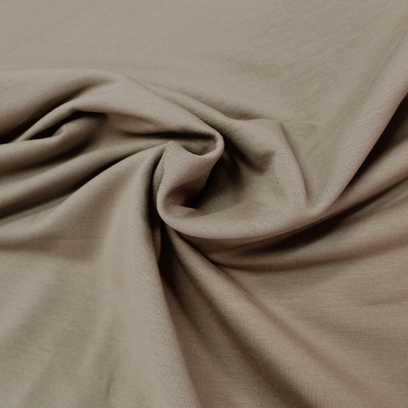 95% Cotton 5% Elastane Taupe Brushed Back Sweatshirt Fabric