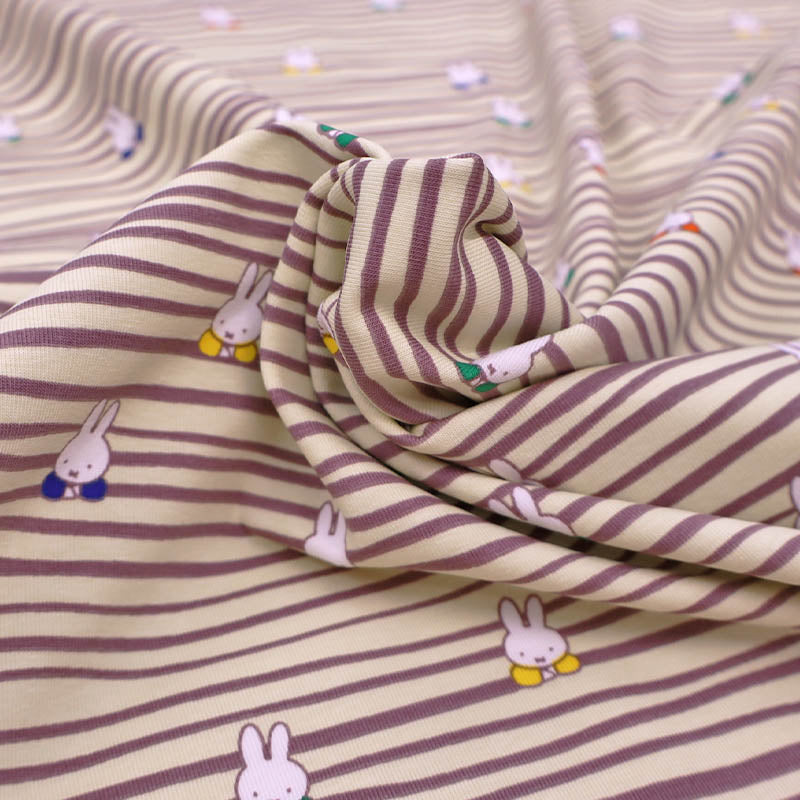 95% Cotton 5% Elastane Children's Jersey - Miffy Rabbit Print Fabric Multi