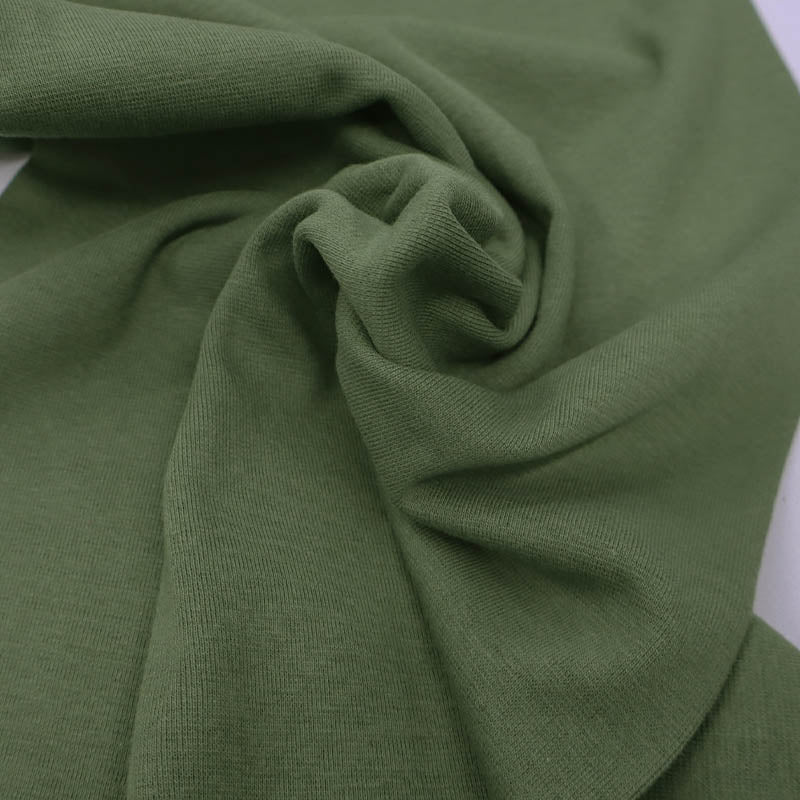 95% Cotton 5% Elastane Olive Green Tubular Ribbing Fabric