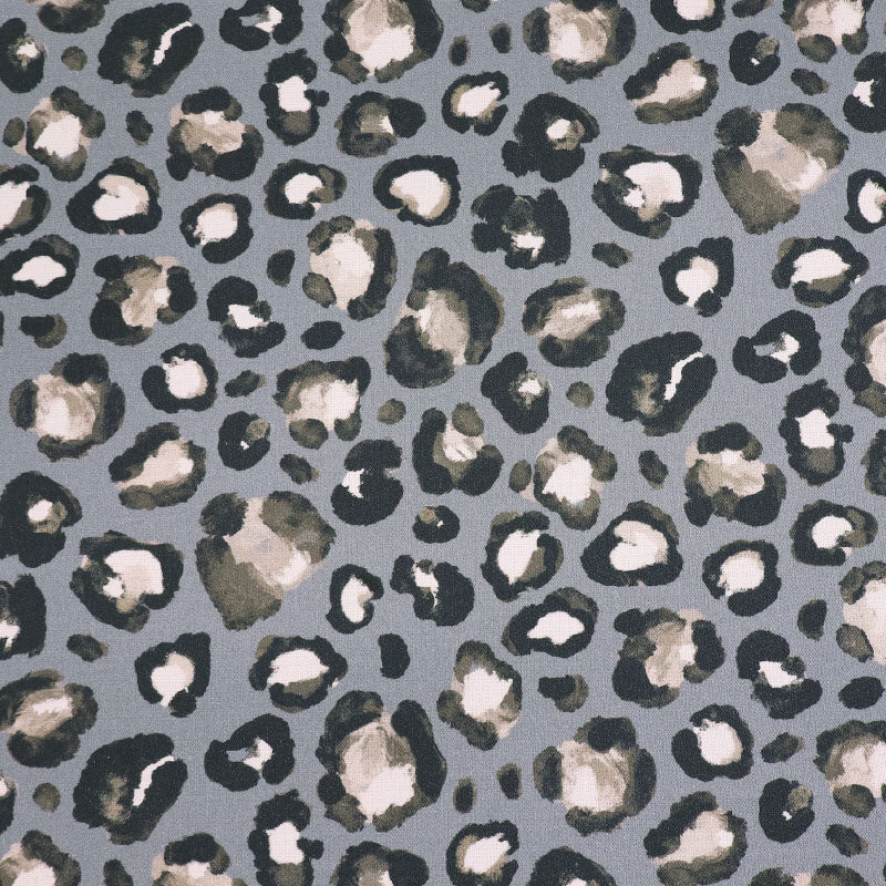 100% Cotton Grey Cotton Canvas Leopard Print Fabric