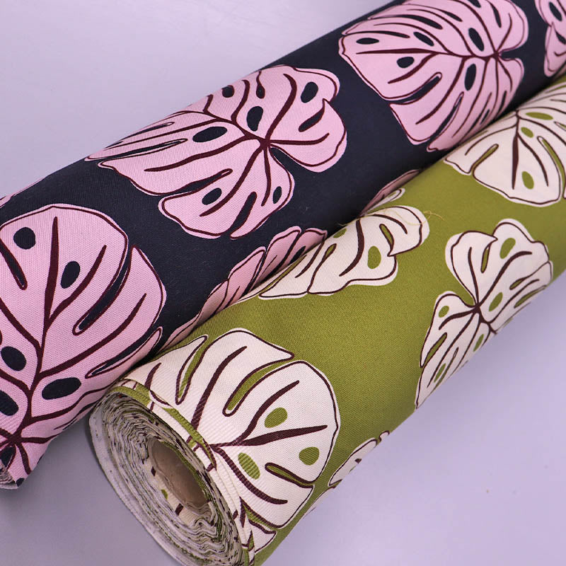 Cotton Canvas - Navy and Purple - Palms