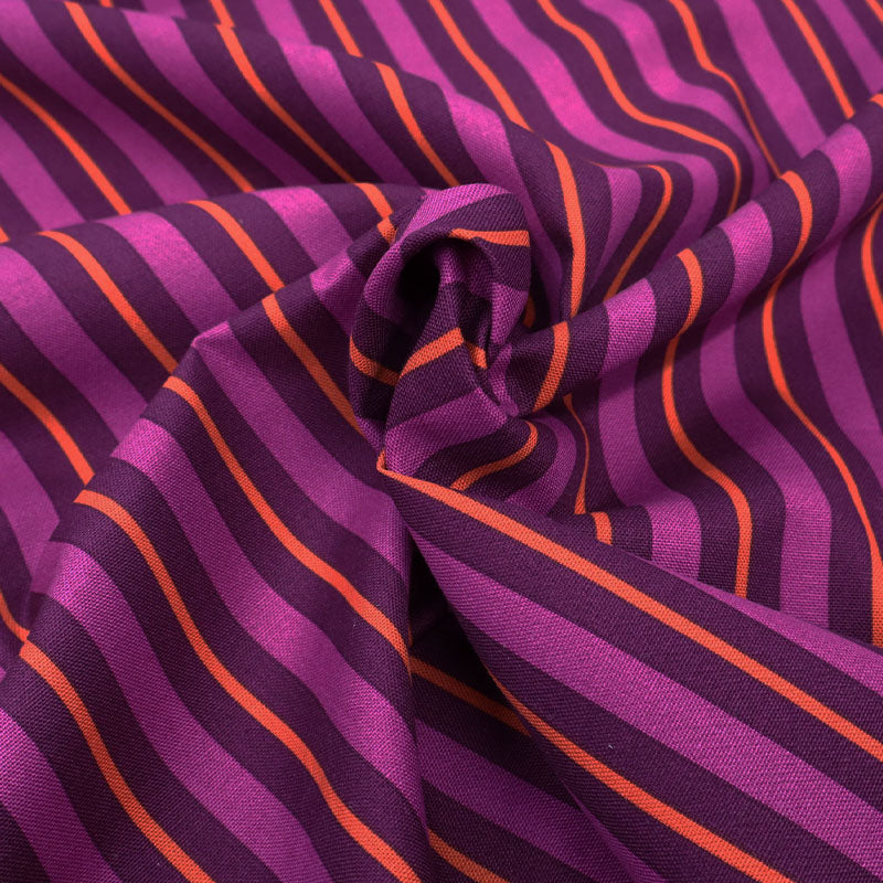 Cotton Canvas Stripe - Magenta, Burgundy and Orange