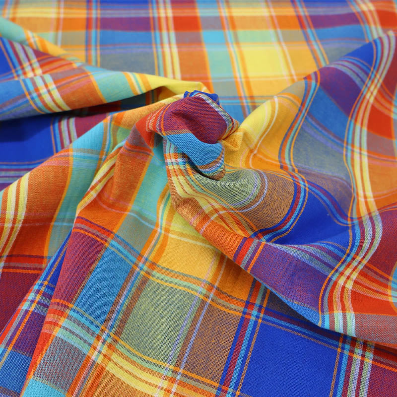 Dressmaking Madras Cotton Check - Blue and Yellow - Dumbo