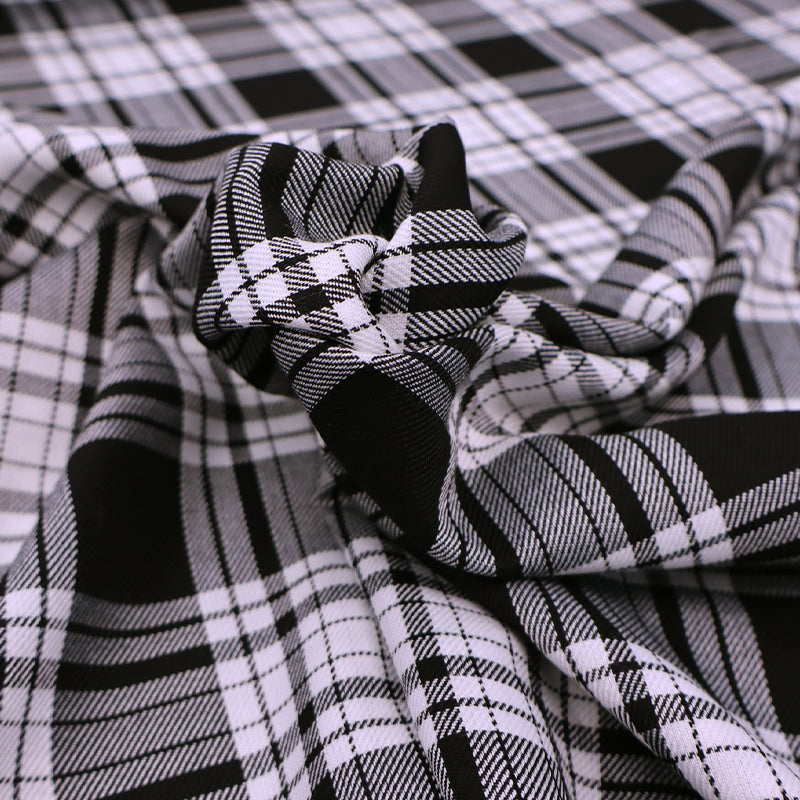 Dressmaking Tartan- Fine Line Natty Check - Monochrome