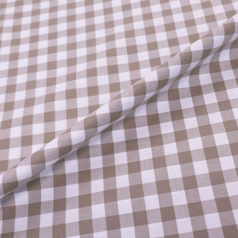 100% Cotton Gingham Dressmaking Fabric - Putty and White