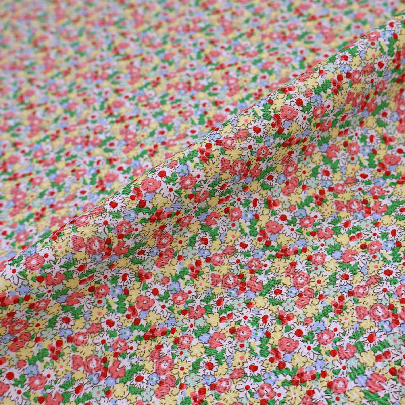 100% Cotton Yellow and Pink Floral Cotton Fabric