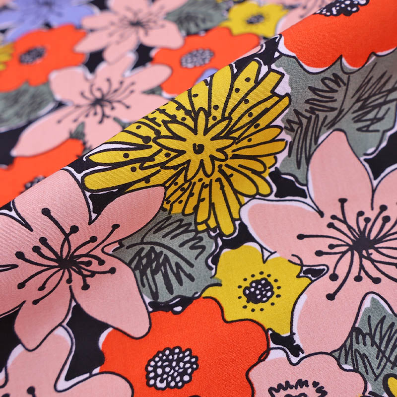 100% Cotton Multicolour Floral Poplin Fabric