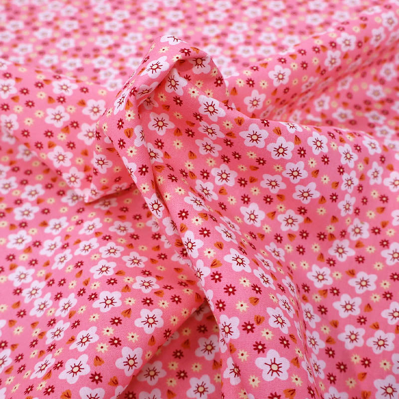 Pink Floral 100% Cotton Fabric Wide width