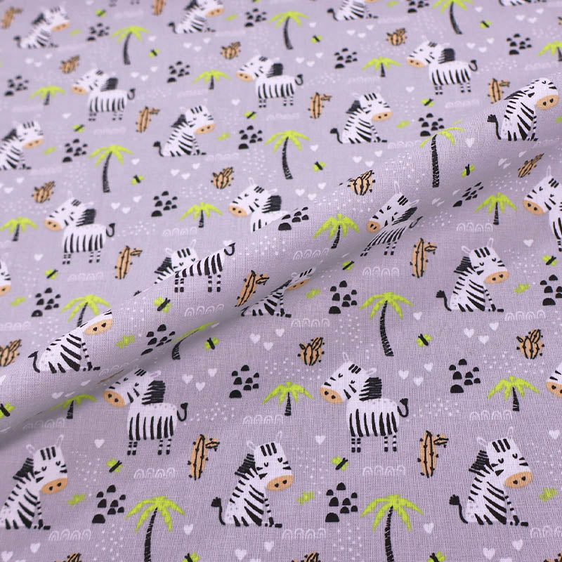 100% Cotton Grey Cotton Children's Fabric - Baby Zebra Print