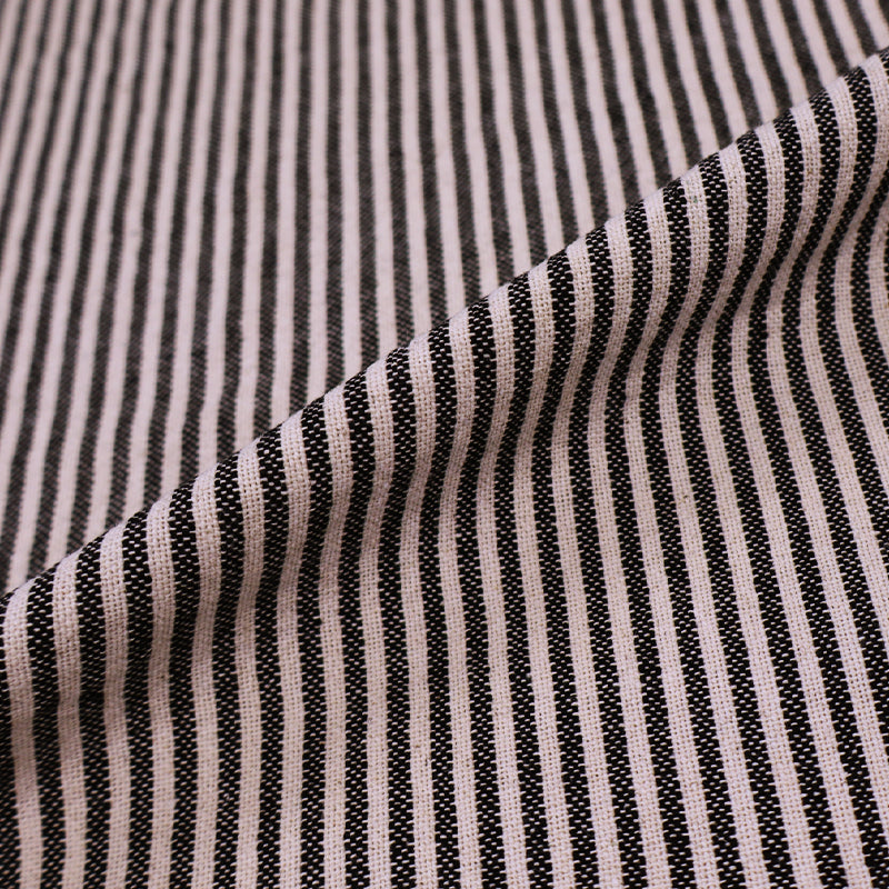 100% Cotton Indian Cotton Fabric - Black and White Narrow Stripe