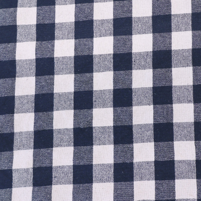 100% Indian Cotton Navy Blue Gingham Furnishing Fabric