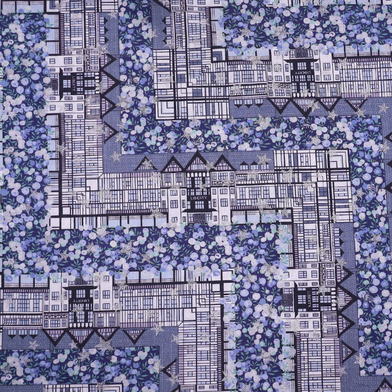 100% Cotton Liberty Fabrics Organic Tana Lawn™ - Tudor Berry - Blue