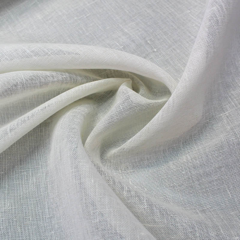 100% Linen Deadstock Linen Scrim Fabric - White with Red Stripe