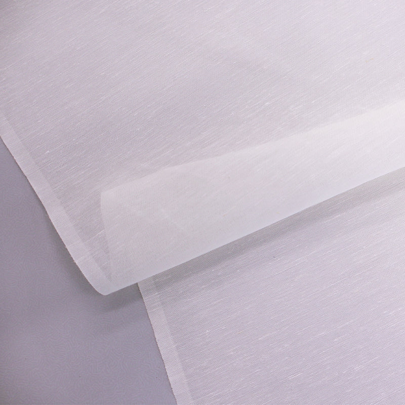 91% Polyester 9% Linen Cream Slub Voile Fabric