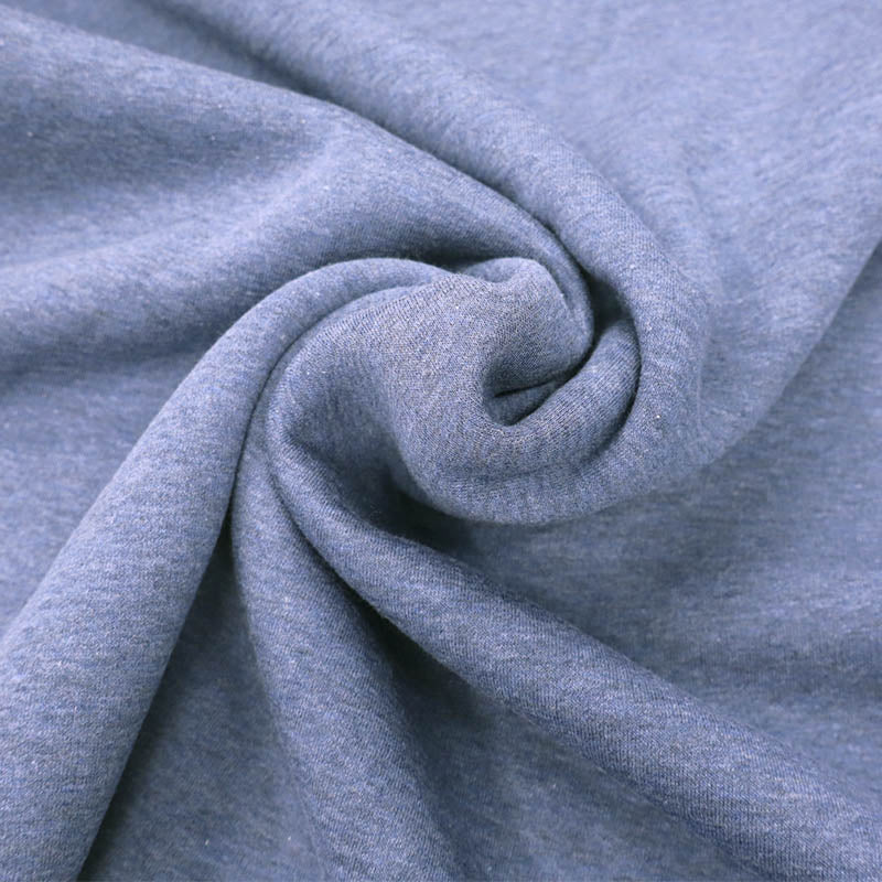 82% Organic Cotton 18% Recycled Polyester Denim Blue Organic Heavy Sweatshirt fabric