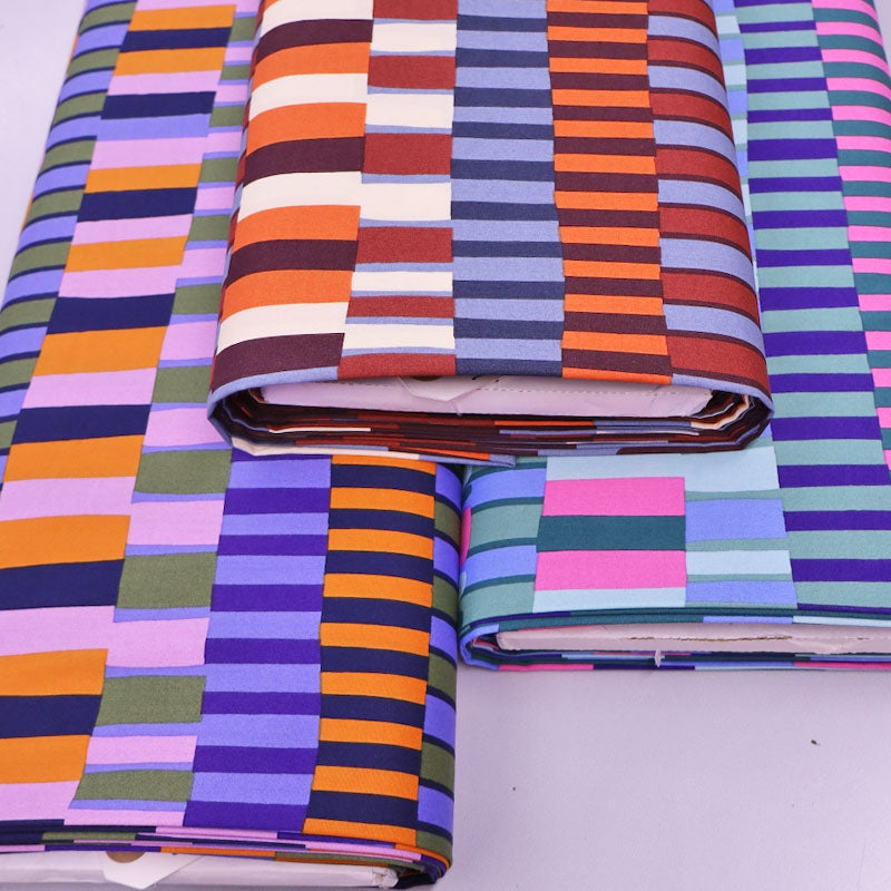 140CM REMNANT Dressmaking Cotton and Viscose Mix - Piano Keys - Lilac and Orange