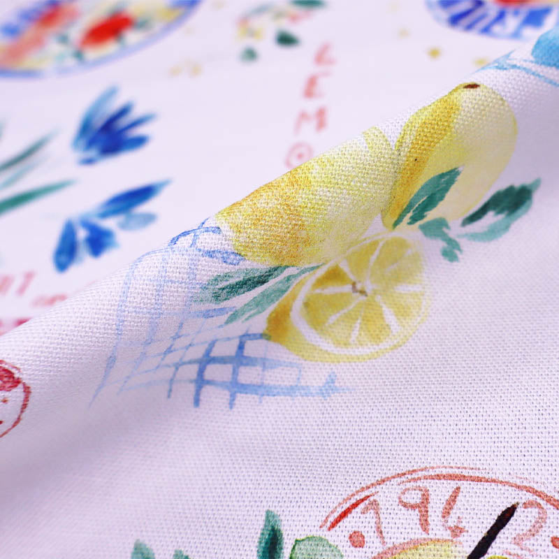 100% Cotton Italian Lemon Print Furnishing Panama Fabric