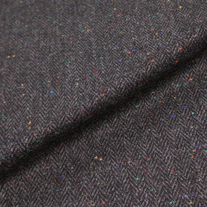 100% Pure New Wool Charcoal Grey Wool Herringbone Fabric