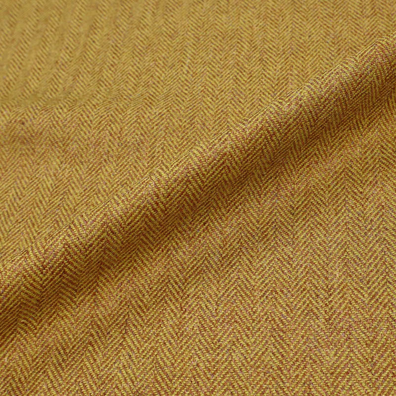 100% Pure New Wool Mustard Yellow Wool Herringbone Fabric