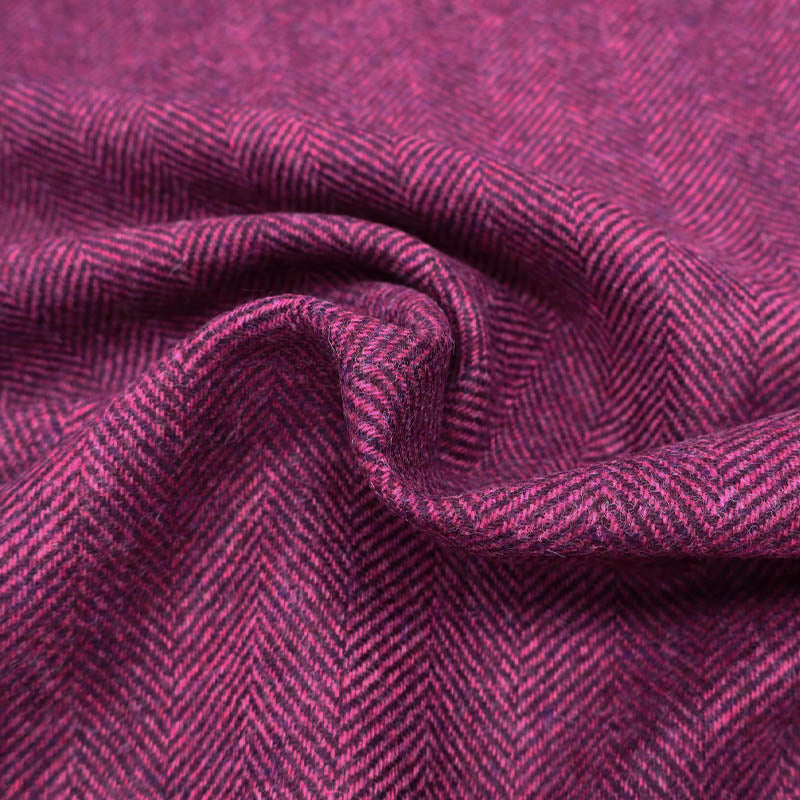 Pink Herringbone 100% Wool Fabric UK