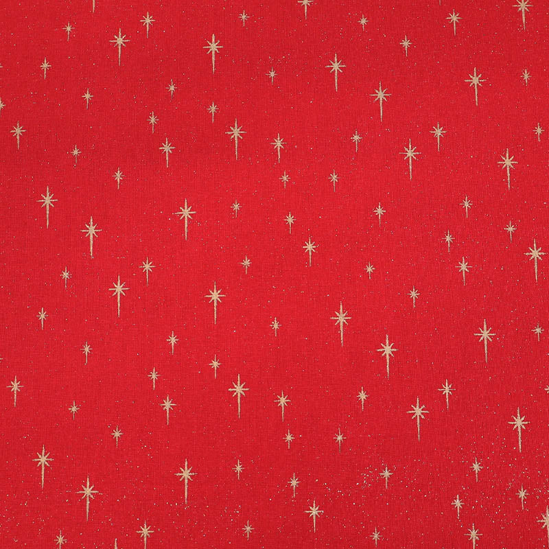 100% Cotton Red Gold Star Print Christmas Fabric
