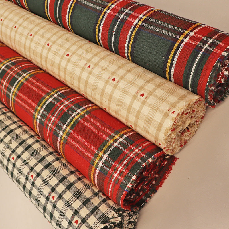 Rustic Woven Cotton - Green Tartan