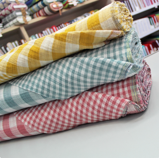 Double Gauze - Reversible - Duck Egg Blue Gingham