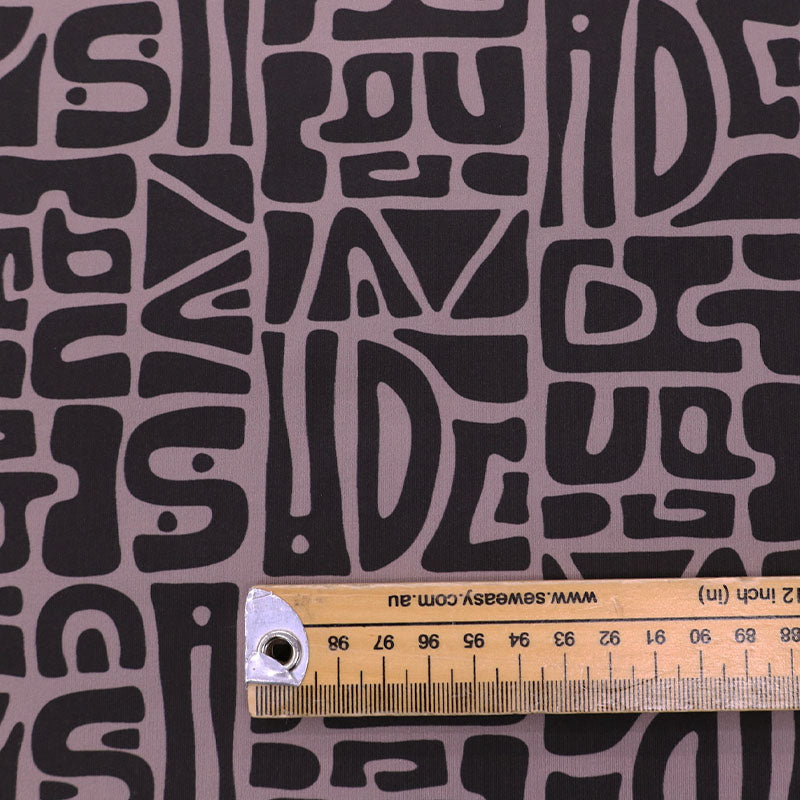 78% Polyester 22% Elastane Sportswear Fabric - Black and Grey Print